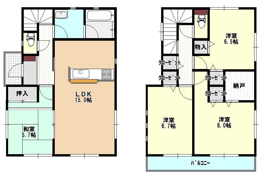 Floor plan. (3 Building), Price 20.8 million yen, 4LDK, Land area 180.87 sq m , Building area 98.81 sq m