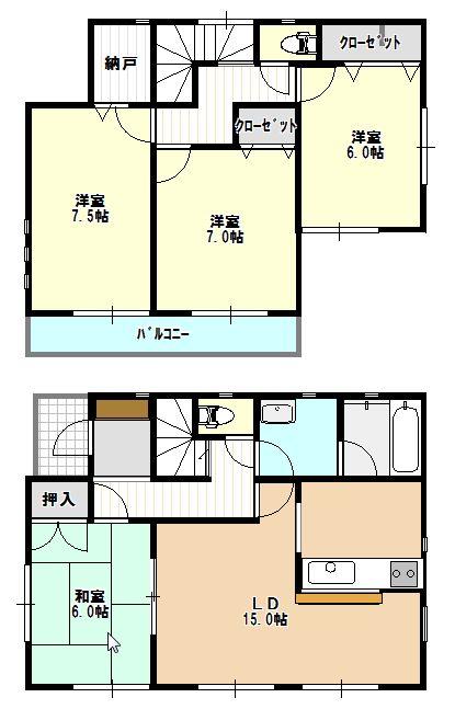 Floor plan. (4 Building), Price 18,800,000 yen, 4LDK, Land area 201.95 sq m , Building area 97.19 sq m