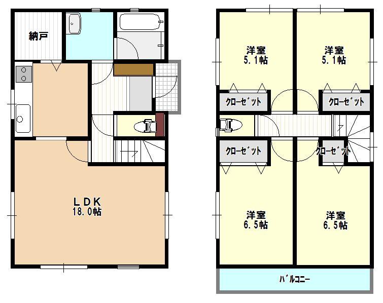 Floor plan. (5 Building), Price 21,800,000 yen, 4LDK, Land area 225.2 sq m , Building area 96.39 sq m