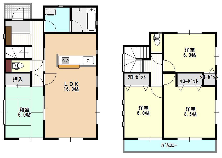 Floor plan. (6 Building), Price 19,800,000 yen, 4LDK, Land area 181.92 sq m , Building area 97.2 sq m