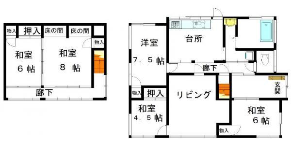 Floor plan. 12.8 million yen, 5LDK, Land area 556.5 sq m , Floor plan of the building area 130 sq m 5LDK
