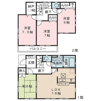 Floor plan. (4 Building), Price 18,800,000 yen, 4LDK, Land area 201.05 sq m , Building area 97.19 sq m