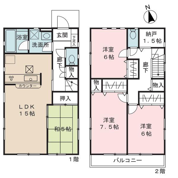 Floor plan. (4 Building), Price 15.8 million yen, 4LDK, Land area 184.81 sq m , Building area 97.2 sq m