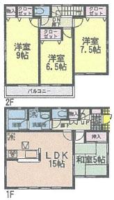 Floor plan. (3 Building), Price 19,800,000 yen, 4LDK, Land area 169.79 sq m , Building area 95.98 sq m