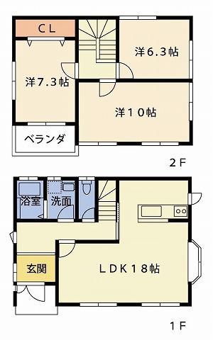 Floor plan. 14.3 million yen, 3LDK, Land area 162.4 sq m , Building area 97 sq m