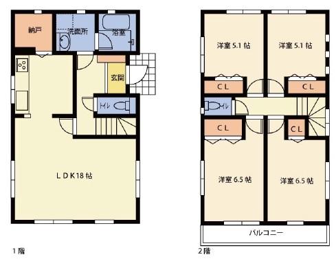 Floor plan. 22,800,000 yen, 4LDK, Land area 255.32 sq m , Building area 96.39 sq m