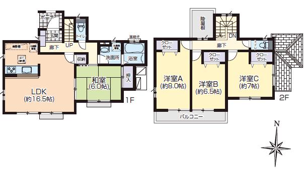 Floor plan. 19.5 million yen, 4LDK, Land area 229.03 sq m , Spacious building area 105.99 sq m living to continue Japanese-style room