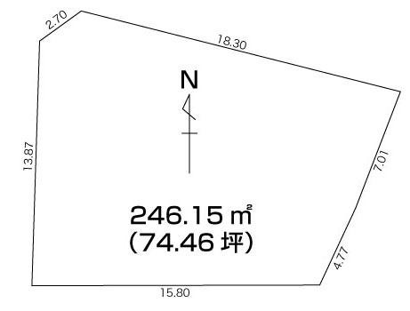 Compartment figure. Land price 6.18 million yen, Corner lot of land area 246.15 sq m 74 tsubo