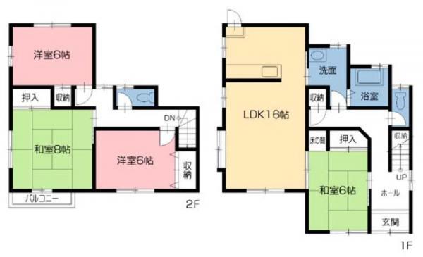Floor plan. 16,980,000 yen, 4LDK, Land area 216.41 sq m , Building area 105.99 sq m