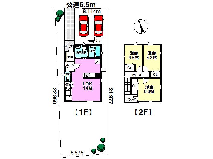 Floor plan. 22,800,000 yen, 3LDK, Land area 164.26 sq m , Building area 76.5 sq m