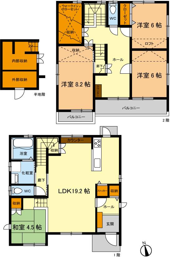 Floor plan. 25,800,000 yen, 4LDK, Land area 199.2 sq m , Building area 124.2 sq m