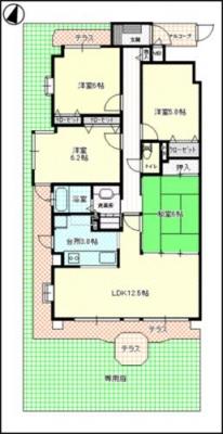 Floor plan. 4LDK, Price 16.5 million yen, Occupied area 87.56 sq m , Balcony area 1.2 sq m