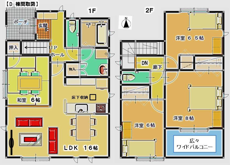 Floor plan. (D Building), Price 22,800,000 yen, 4LDK, Land area 181.82 sq m , Building area 106.4 sq m