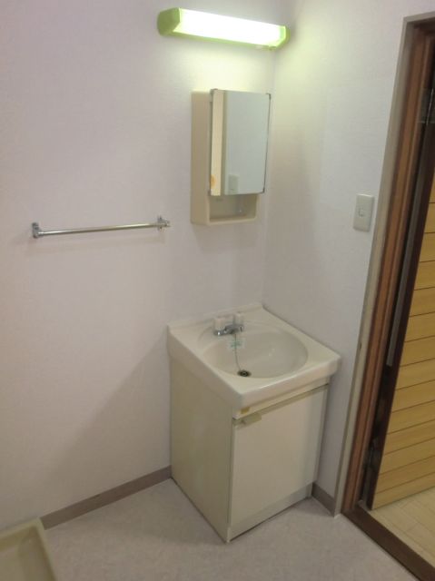 Washroom. Wide basin is attractive