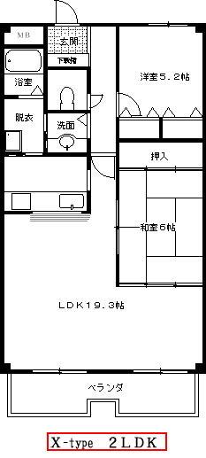 Floor plan. 2LDK, Price 5.55 million yen, Footprint 69.3 sq m , Balcony area 8.54 sq m