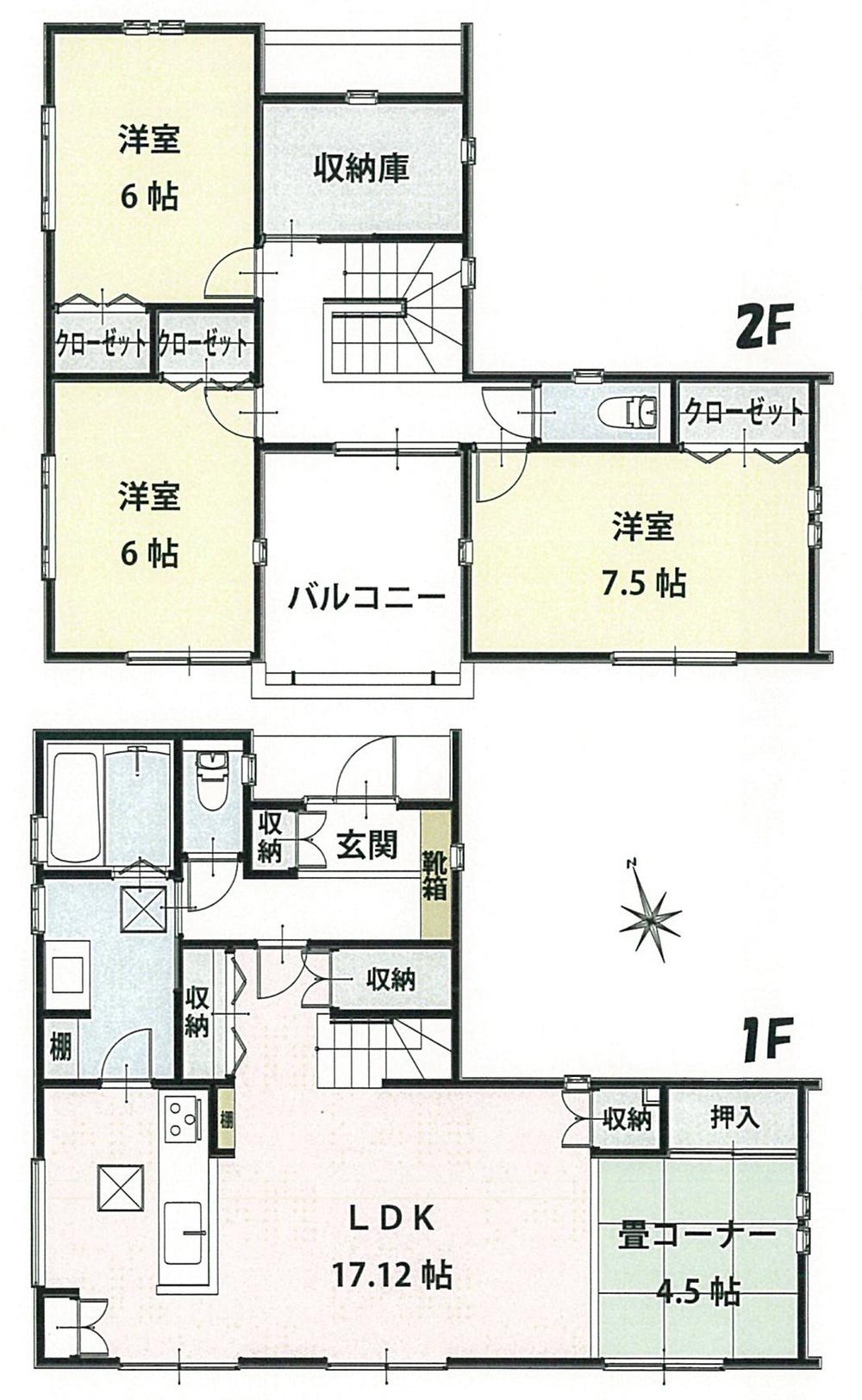 Floor plan. (Building 2), Price 27,800,000 yen, 4LDK+S, Land area 160 sq m , Building area 113.49 sq m