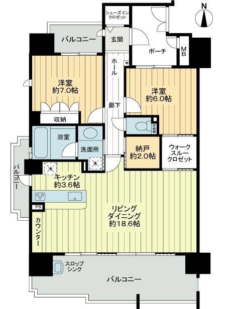 Floor plan. 2LDK + S (storeroom), Price 27,200,000 yen, Occupied area 83.45 sq m , Balcony area 25.4 sq m