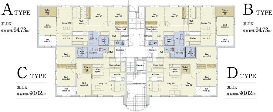 Floor plan. 3LDK, Price 19,800,000 yen, Occupied area 94.73 sq m