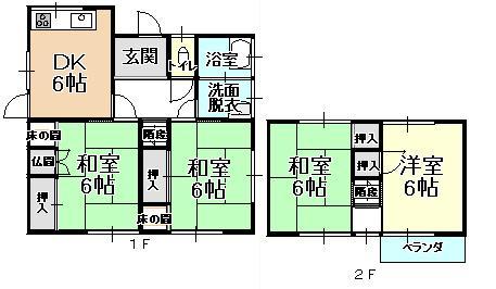 Floor plan. 4.8 million yen, 4DK, Land area 194.75 sq m , Building area 72.03 sq m