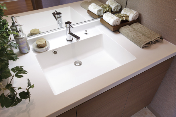Bathing-wash room.  [Integrated basin counter] There is no seam, Looks and clean, It is vanity of your easy-care integrated (same specifications)