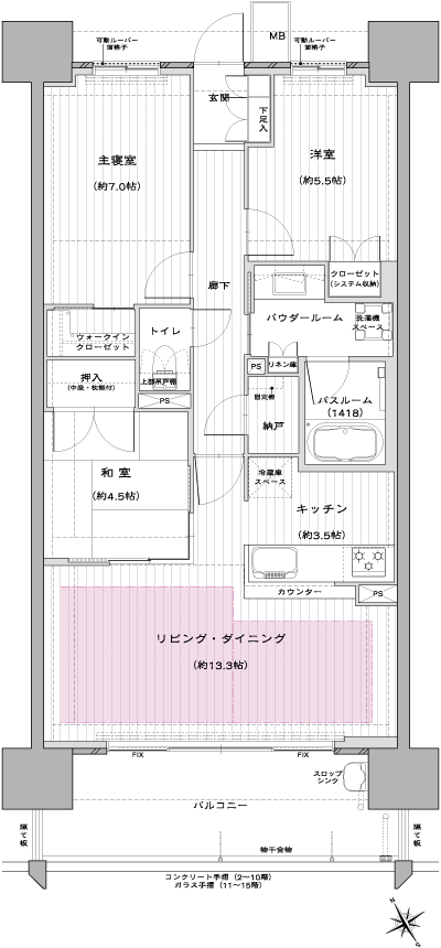 Floor: 3LDK + WIC + N, the area occupied: 76.8 sq m, Price: 22,400,000 yen ・ 24,200,000 yen