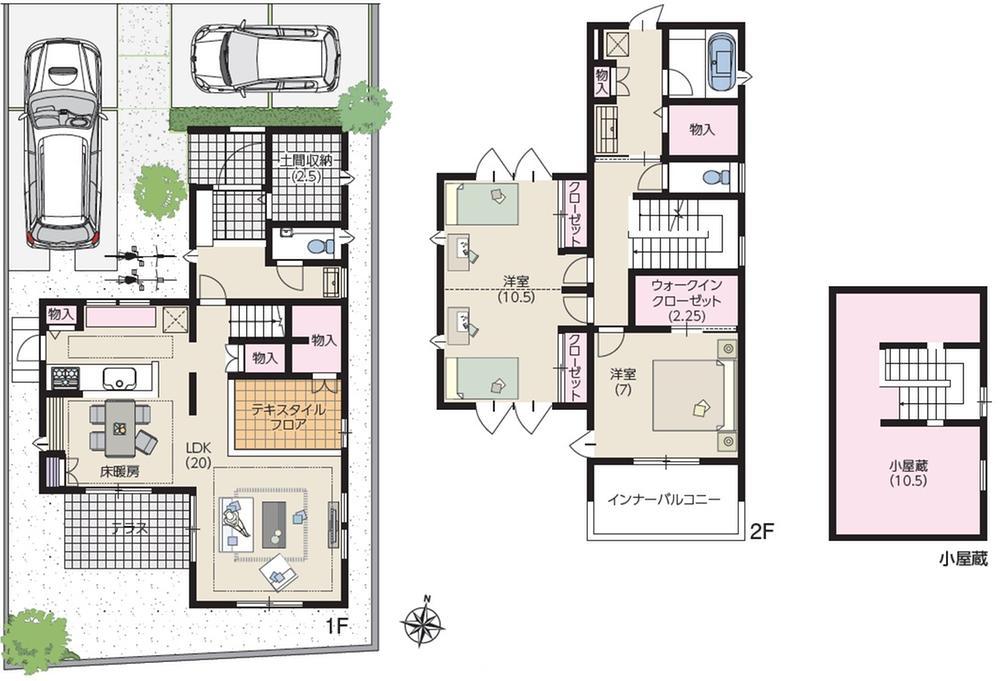 Floor plan. (No. 3 locations), Price 42,800,000 yen, 4LDK+S, Land area 140.17 sq m , Building area 113.44 sq m