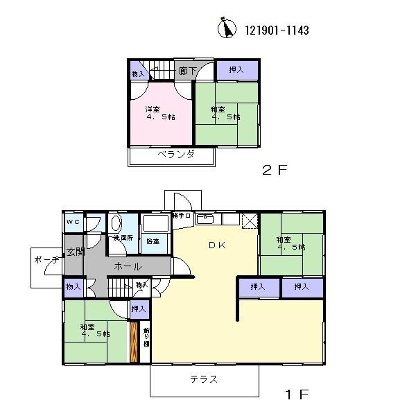 Floor plan. 14 million yen, 4LDK, Land area 214.73 sq m , Building area 109.74 sq m