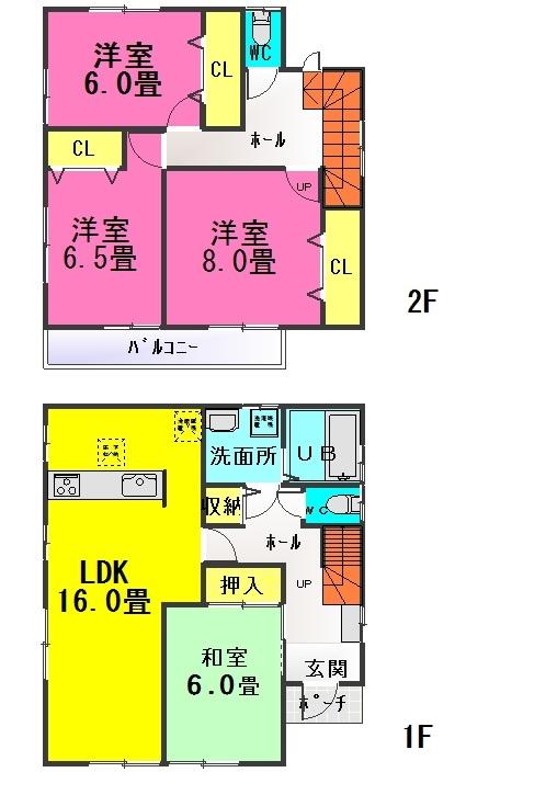 Floor plan. 24,800,000 yen, 4LDK, Land area 232.5 sq m , Building area 106 sq m