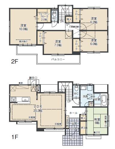 Floor plan. (E), Price 28,300,000 yen, 5LDK, Land area 165.31 sq m , Building area 133.8 sq m