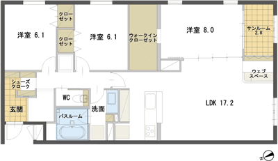 Floor: 3LDK, occupied area: 102.11 sq m, Price: 29.2 million yen