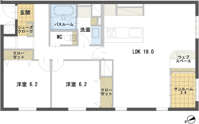 Floor: 2LDK, occupied area: 84.85 sq m, Price: 24,900,000 yen ・ 26,900,000 yen