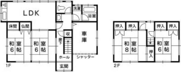 Floor plan. 9,980,000 yen, 4LDK, Land area 116.61 sq m , Building area 102.59 sq m