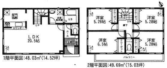 Floor plan. (1 Building), Price 17.3 million yen, 4LDK, Land area 191.74 sq m , Building area 97.72 sq m