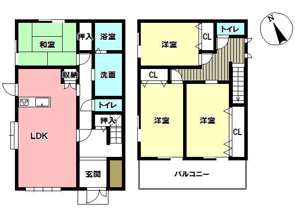 Floor plan. 24,880,000 yen, 4LDK, Land area 165.64 sq m , Building area 121.11 sq m