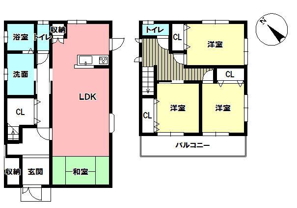 Floor plan. 24,880,000 yen, 4LDK, Land area 165.64 sq m , Building area 121.11 sq m