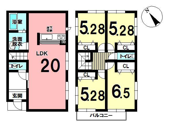 Floor plan. 16,900,000 yen, 4LDK, Land area 203.83 sq m , Building area 97.72 sq m