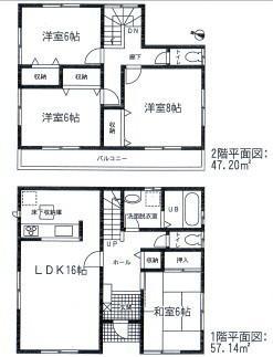 Floor plan. 22,300,000 yen, 4LDK, Land area 205.35 sq m , Building area 104.34 sq m