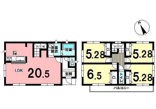 Floor plan. 18,800,000 yen, 4LDK, Land area 191.74 sq m , Building area 97.72 sq m