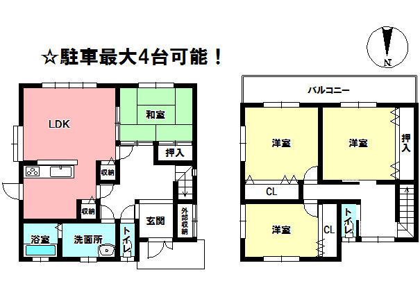 Floor plan. 24,880,000 yen, 4LDK, Land area 280 sq m , Building area 125.1 sq m