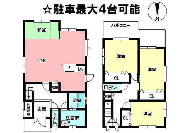 Floor plan. 24,880,000 yen, 3LDK, Land area 238 sq m , Building area 124.11 sq m