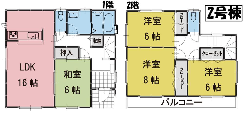 Floor plan. (Building 2), Price 24,800,000 yen, 4LDK, Land area 168.46 sq m , Building area 104.34 sq m