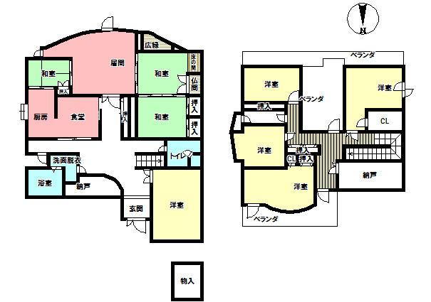 Floor plan. 48,800,000 yen, 8LDK, Land area 614.4 sq m , Building area 352.78 sq m