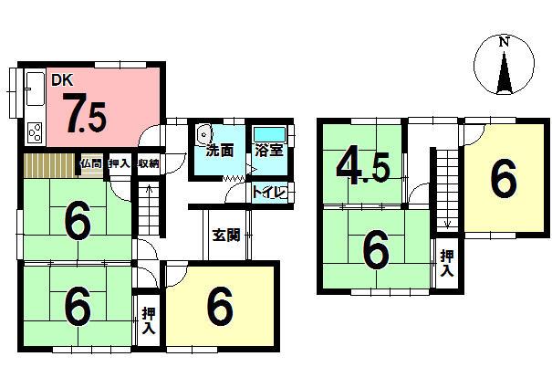 Floor plan. 10.8 million yen, 6DK, Land area 142.22 sq m , Building area 101.02 sq m