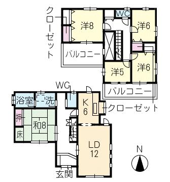 Floor plan. 17 million yen, 5LDK, Land area 186.28 sq m , Building area 133.93 sq m