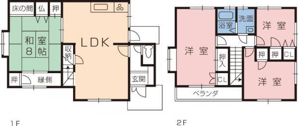 Floor plan. 11,980,000 yen, 4LDK, Land area 180.06 sq m , Building area 99.14 sq m 4LDK