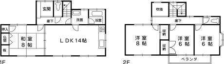 Floor plan. 12.8 million yen, 4LDK, Land area 188.64 sq m , Building area 102.68 sq m floor plan