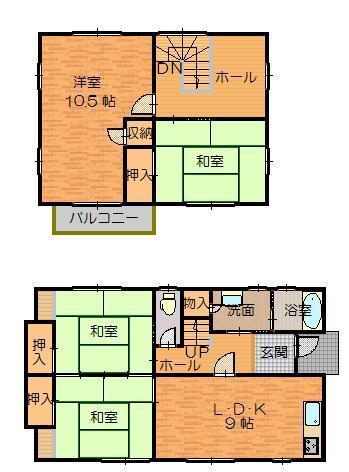 Floor plan. 12.8 million yen, 4DK, Land area 205.07 sq m , Building area 107.85 sq m