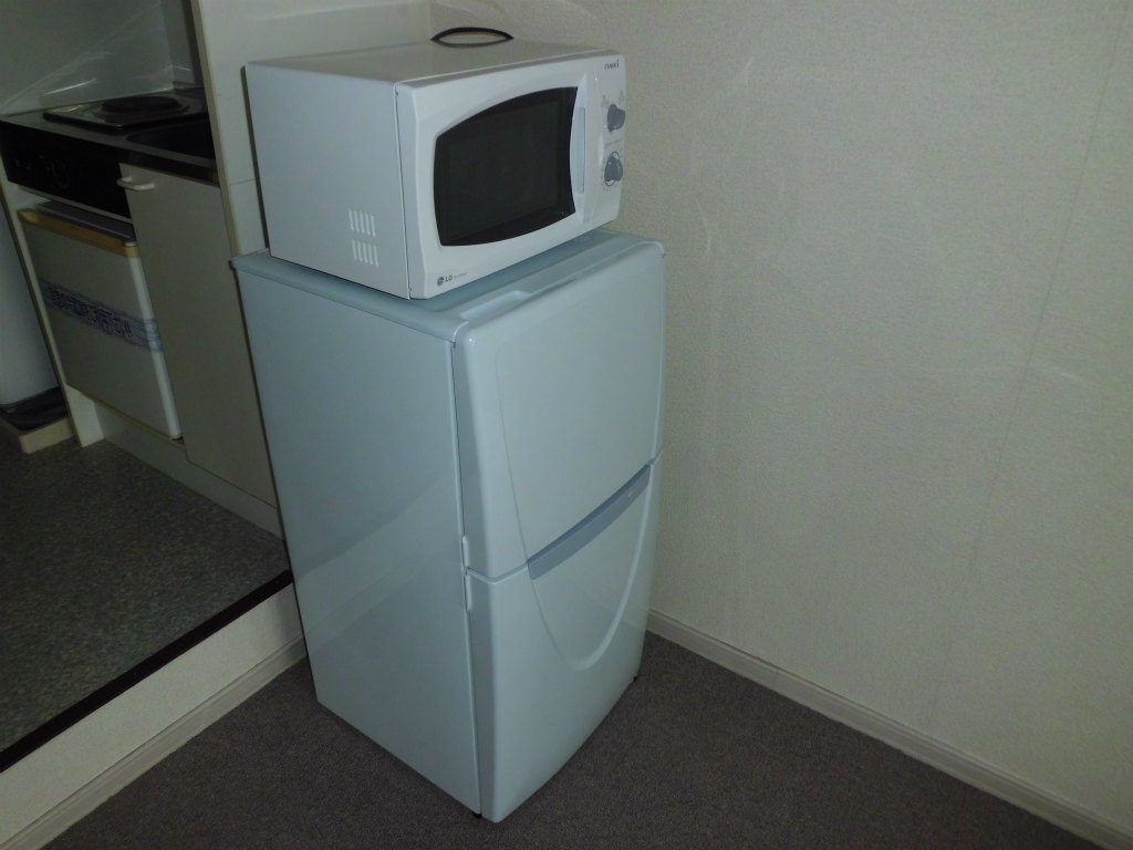 Other Equipment. Refrigerator and microwave oven in the corner of the room. 