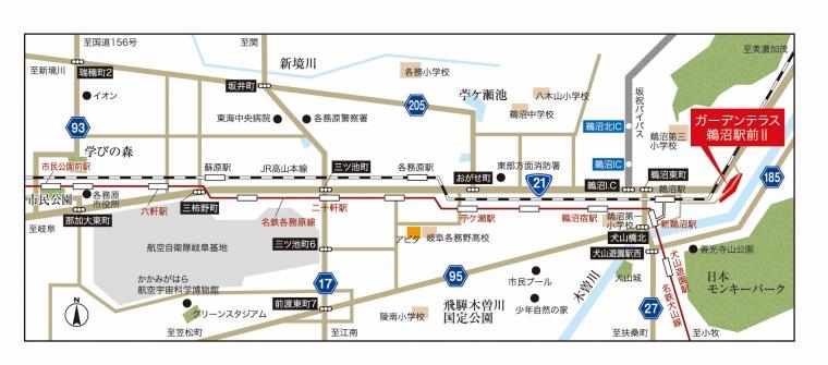 Local guide map. ● JR Unuma Station → Gifu Station About 22 minutes