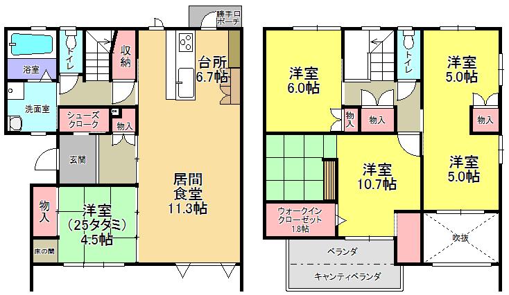 Floor plan. 38,500,000 yen, 5LDK, Land area 205.82 sq m , Building area 128.13 sq m